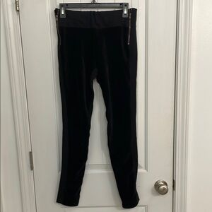 Drew medium Black Velvet Pants with Gold Zipper Detail